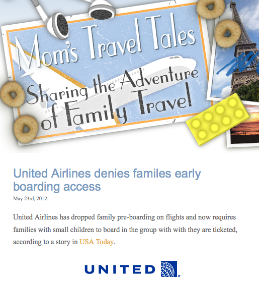 United Airlines no longer allows pre-boarding for famililes