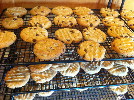 Peanut Butter and Peanut Butter Chocolate Chip Cookies