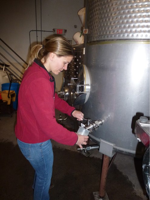 Tricia, my newest supertaster friend, sharing Rieslings in progress…